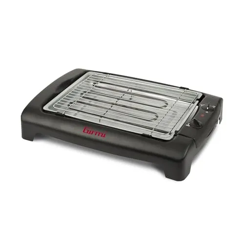 Girmi BQ12 Elektrischer Grill, 2000 W, INOX-Grillrost, 34 x 24,5 cm, Temperaturregelung, Komplett zerlegbar, Fettauffangschale, Gepanzerte Stahlheizelemente