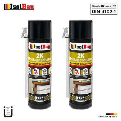 2K Montageschaum Bauschaum Zargenschaum 2 x 400ml PU Schaum Schnellschaum