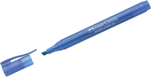 Faber-Castell Textmarker Textliner 38, in Stiftform mit Clip, blau,