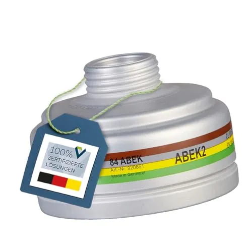 BartelsRieger Gasfilter 84 ABEK (A2B2E2K2 R D) gegen Gase & Dämpfe | DIN-zertifizierter Atemschutzfilter gegen organische/anorganische Gase und Dämpfe, Chlorwasserstoff, Schwefeldioxid, Ammoniak