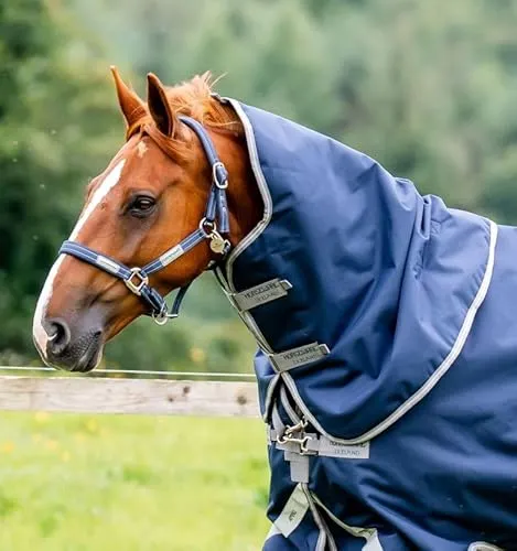 Horseware Amigo Bravo12 1200D 0g Hood Halsteil Navy/Titanium Grey Silver, Größe:Medium