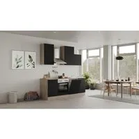 Flex-Well Exclusiv Küchenzeile Capri 220 cm - Einbauküche in Schwarz Matt und Endgrain Oak, flexibel montierbar mit hochwertigen, pflegeleichten Materialien und umfangreichem Stauraum für Ihre Küchenutensilien.