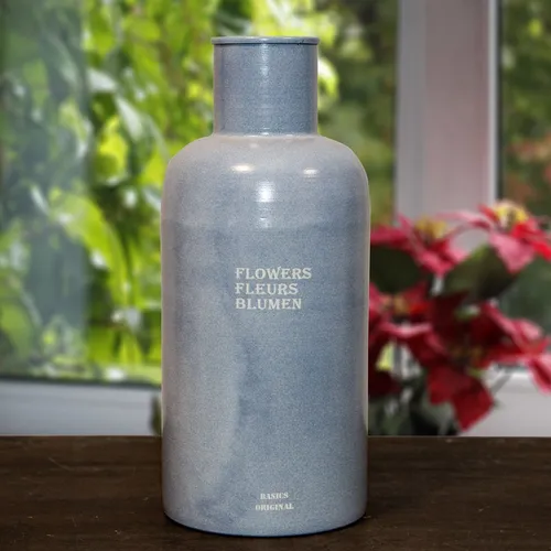 Große Blumenvase, Blau, Eisen, Blumenvase für Kunstblumen in blau von Antikas