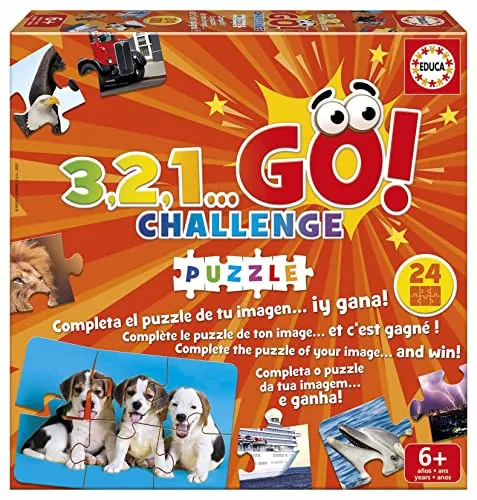 Educa 19390, 3,2,1 GO Challenge Puzzle, Puzzlespiel auf Zeit für Erwachsene und Kinder ab 6 Jahren, mit 24 kleinen Puzzeln