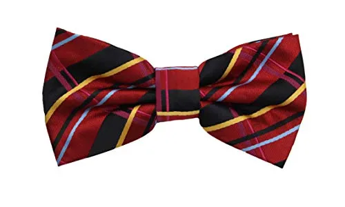 Fabio Farini - Herren Fliege gestreift vorgebunden verstellbar Querbinder Rot Schwarz Gelb Blau Pink