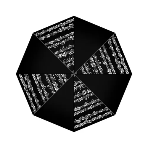 Mini-Taschenschirm schwarz mit Notenlinien weiß