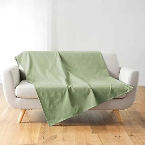 Douceur d'Intérieur Kuscheldecke Lucile Salbei 220 x 240 cm - Wohndecke aus Polycotton (62% Baumwolle, 38% Polyester), ideal für kuschelige Abende und stilvolle Akzente in Ihrem Wohnraum.
