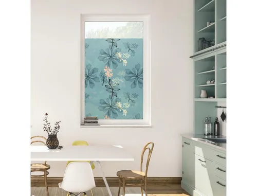 Lichtblick Fensterfolie selbstklebend, Sichtschutz, Aqua Floral - Blau - Weitere Heimtextilien, perfekter Sichtschutz mit dekorativem Aqua Floral Motiv, selbstklebend und blickdicht, ideal für glatte Glasflächen, 100% Made in Germany.