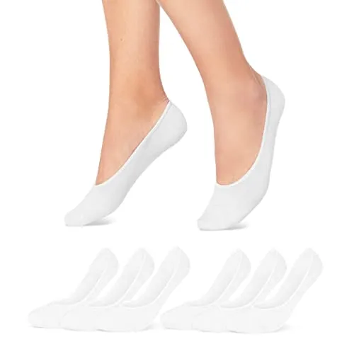 Paar Füßlinge Damen Sneaker Socken Ballerina Baumwolle 39960 WP (39-42 6 Paar Weiß) 6