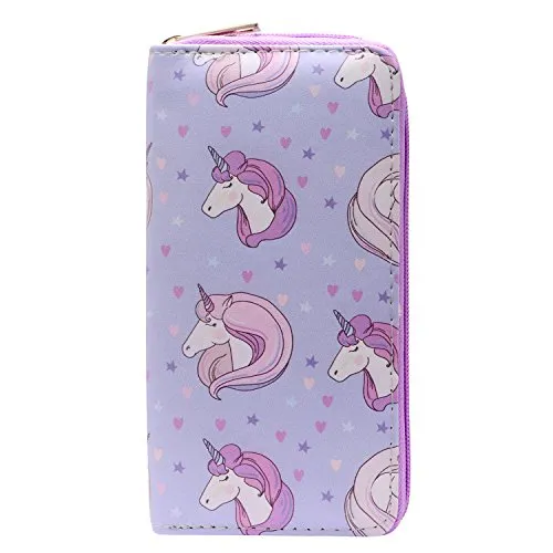 DonDon Geldbörse Damen mit Reißverschluss Portemonnaie Geldbeutel Damen Kinder Mädchen Einhörner