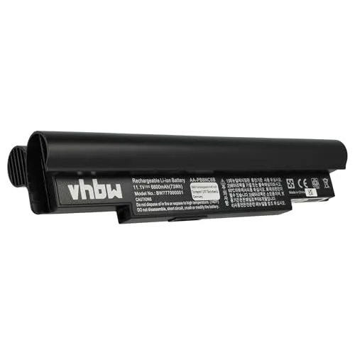vhbw Akku kompatibel mit Samsung N110, N120, N130, N140, N510, NC10, NC20, ND10, ND20 Notebook (6600 mAh, 11,1 V, Li-Ion)