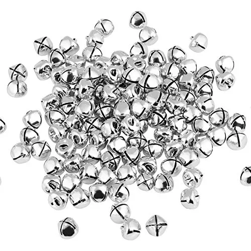 Naler 120 Stück Glöckchen Silber Schellen aus Metall Glocke für Geschenkdeko Basteln Fest Dekoration - 12 mm