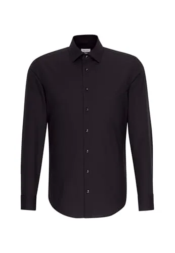 Seidensticker Herren Business Hemd Slim Fit bügelfrei, Schwarz, 36 EU - Herrenhemden: Stilsicher und bügelfrei für jeden Anlass, aus 100% Baumwolle für höchsten Tragekomfort und eine taillierte Slim Fit Passform.