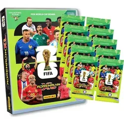 Fifa World Cup 2026 Adrenalyn XL - WM Trading Cards Sammelkarten Set - Fifa World Cup 2026 Adrenalyn XL - Set mit 1 Sammelmappe und 10 Boostern (insgesamt 80 Karten). Erstelle dein Traumteam und erlebe spannende Spielmodi mit beeindruckenden Bildern und besonderen Effekten!