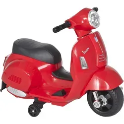 HOMCOM Elektro-Kindermotorrad VESPA, Rot - Erleben Sie Fahrspaß mit dem lizenzierten VESPA-Elektromotorrad für Kinder. Mit stabilen 4 Rädern und sicherer Fußpedalsteuerung ist es ideal für kleine Abenteurer von 18-36 Monaten. Inklusive Akku für bis zu 45 Minuten Spielzeit.