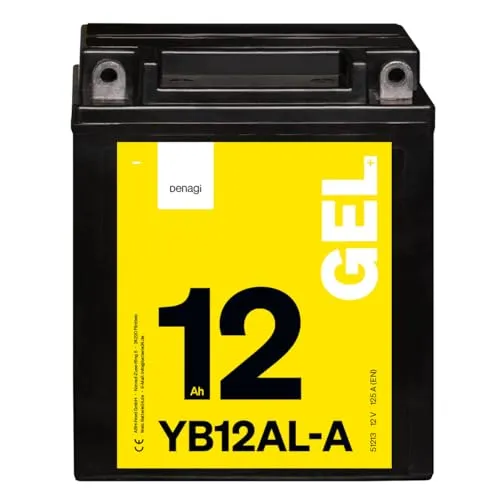 Denagi 51213 GEL YB12AL-A Motorradbatterie 12V 12Ah, wartungsfrei versiegelt vorgeladen