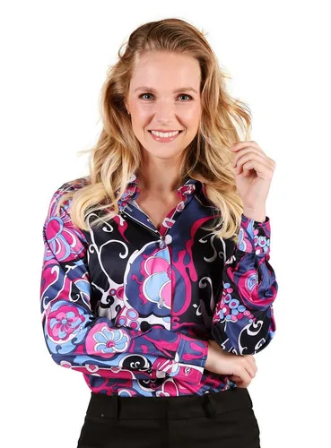 thetru Hippie-Kostüm 70er Bluse Hippie Purple - Bunte Damenbluse im 70er Jahre Stil für Karneval und Mottopartys. Aus 100% Polyester, bequem und auffällig in lila. Ideal für unvergessliche Auftritte!