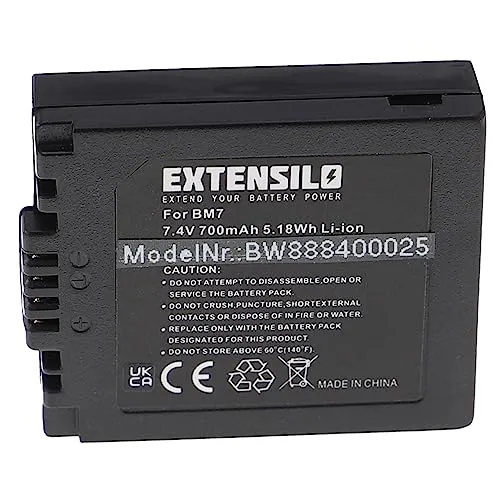 EXTENSILO Akku kompatibel mit Panasonic Lumix DMC-FZ4, DMC-FZ5, DMC-FZ3, DMC-FZ2, DMC-FZ20 Kamera (700 mAh, 7,4 V, Li-Ion)
