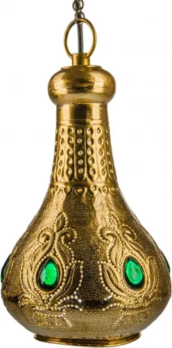 Marrakesch Deckenleuchte Akif Gold 30cm - Marokkanische Pendellampe aus hochwertigem Messing, handgefertigt und einzigartig. Ideal für eine warme Raumatmosphäre mit faszinierenden Schattenspielen.