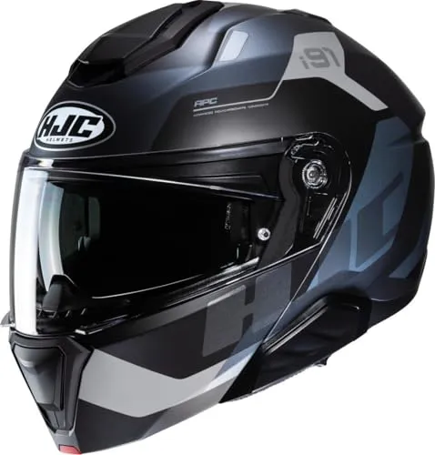 HJC i91 Carst MC5SF Integral- und Jethelm schwarz, XL - Motorradhelm mit klarem Visier und integrierter Sonnenblende, ausgestattet mit Pinlock Anti-Beschlag-Innenscheibe für klare Sicht und optimalen Komfort.