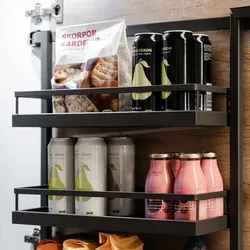 Kesseböhmer Dispensa Tandem Side Türregal mit 4 ARENA Style Einhängetablare - Praktisches Türregal in Anthrazit mit 4 höhenverstellbaren Einhängetablaren für effiziente Stauraumnutzung. Ideal für 600 mm Schrankbreite und kompatibel mit allen gängigen Schranktypen.