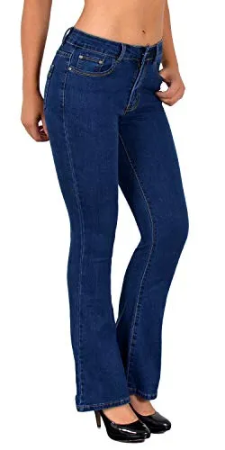 ESRA Stretch Jeans Damen Bootcut Schlaghose 70er - Stylische Bootcut Jeans für Damen mit hohem Stretchanteil für maximalen Tragekomfort. Erhältlich in vielen Farben und Größen bis Plus Size, ideal für einen modischen Look.