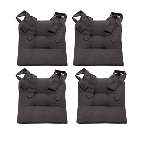 MAGMA Fino Stuhlkissen 4er Set - Anthrazit - Robuste und gut gepolsterte Stuhlkissen für optimalen Sitzkomfort. Einfach anzubringen mit langen Bändern, ideal für Indoor und Outdoor. Hochwertige Verarbeitung, hergestellt in Deutschland.