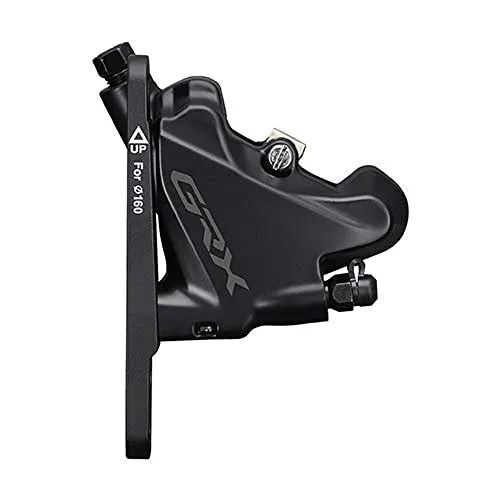 Shimano GRX Bremssattel Schwarz Einheitsgröße - Fahrradbremsen mit hydraulischem Flat Mount und Kühlrippen, ideal für effizientes Bremsen bei 140 mm/160 mm Bremsscheiben.
