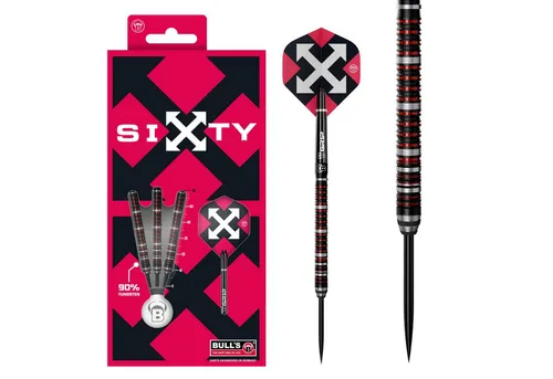 BULL'S Sixty S2 Steel Dart - 21g, Rot - Hochwertige Steeldart-Pfeile aus 90% Tungsten, ideal für präzise Würfe. Leicht und handlich, perfekt für leidenschaftliche Spieler.