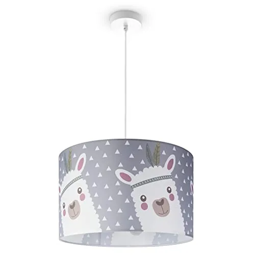 Paco Home Hängelampe Kinderzimmer Pendelleuchte Pendellampe Babyzimmer Jungen Mädchen E27 Alpaka Lama