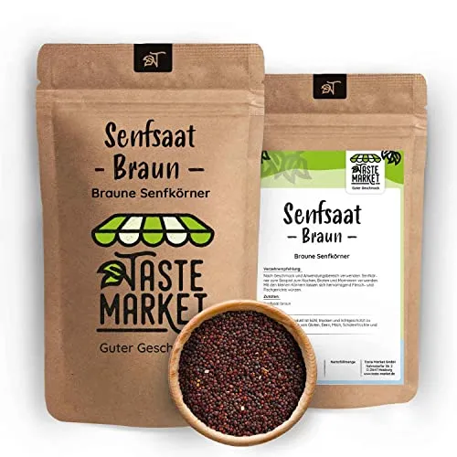 Senfsaat braun | Senfkörner ganz aromatisch | Gewürz Würzen Senf Herstellung 1 kg