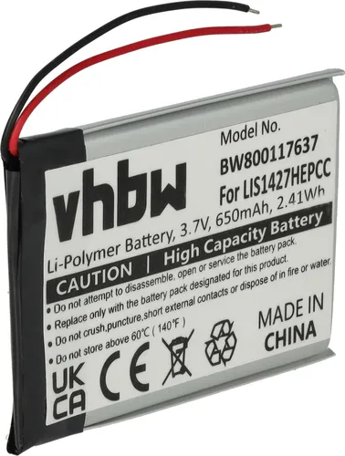 vhbw Akku Ersatz für Sony LIS1427NHPCC, LIS1427HNPCS für Wireless Headset Kopfhörer (650 mAh, 3,7 V, Li-Polymer)