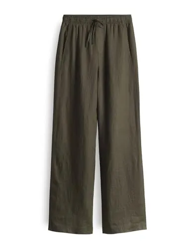 OPUS Damen Wide Leg Pants | Leinenhose MILENI Linen in Olive Leaf, Größe 38 - Damen-Hosen mit hochwertiger Leinenqualität und modernem Wide Fit für hohen Tragekomfort. Ideal für stilvolle Outfits im Alltag.
