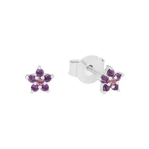 Prinzessin Lillifee Ohrstecker 925 Sterling Silber Mädchen Kinder Ohrschmuck, mit Zirkonia synth., 0,5 cm, Silber, Stern, Kommt in Schmuck Geschenk Box, 2021109