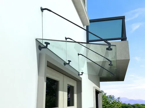 BuyLando.Shop Vordach Glaswerk Westfalen 250x90cm - Elegantes Glasvordach mit Edelstahlhaltern - Hochwertiges Glasvordach mit robuster VSG-Glas-Konstruktion für optimalen Schutz und modernes Design. Ideal für Eingänge und Terrassen, witterungsbeständig und leicht zu montieren.