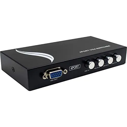 Duttek VGA Switch, VGA Umschalter, VGA Switcher 4-in-1 Schalter (1 Host 4 Displays/4 Hosts 1 Display) Vier Wege VGA Schalter, Video Schalter für PC, Laptop, Desktop, Monitor, Projektor, Fernseher