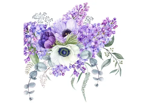 ti-flair Papierserviette, Servietten Papier 33x33cm 3-lag Fliederstrauß Lavendel Anemone 20 Stk