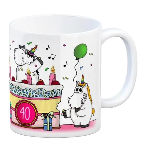 Kaffeebecher mit Einhorn Geburtstagsparty Motiv zum 40. Geburtstag Tasse mug