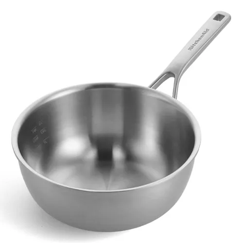 KitchenAid Edelstahl-Kasserolle ''Chef's Pfanne'' - Ø 24 cm - Pfanne aus mehrschichtigem Edelstahl, backofenfest bis 180°C, induktionsgeeignet und spülmaschinenfest – ideal für vielseitige Kochansprüche.