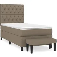 vidaXL Boxspringbett mit Matratze Taupe 80x200 cm - Bequemes Boxspringbett für erholsamen Schlaf, mit höhenverstellbarem Kopfteil und hautfreundlicher Matratzenauflage. Ideal für Rücken- und Bauchschläfer.