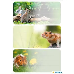 Herma Buchetiketten 1877 Vario, Nagetiere, 76 x 35mm, 9 Etiketten, 9 Stück