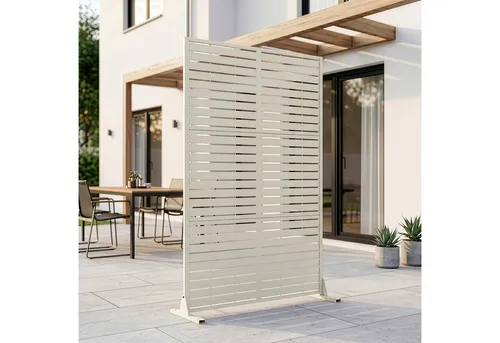 Trennwand ‘Nodepp’ aus verzinktem Stahl – 180 x 120 cm, Knoblauchbeige - Stylische Trennwand für Innen- und Außenbereiche – idealer Sichtschutz und Raumteiler mit modernem Design. Wetterfest und schnell montiert für mehr Privatsphäre und stilvolle Akzente.