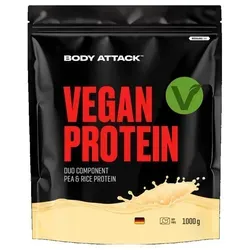 Body Attack Vegan Protein 1000g - Natural-Neutral - Sportnahrung mit pflanzlichem Power-Protein aus Erbsen- und Reisprotein. Vielseitig einsetzbar für deinen täglichen Eiweißbedarf!