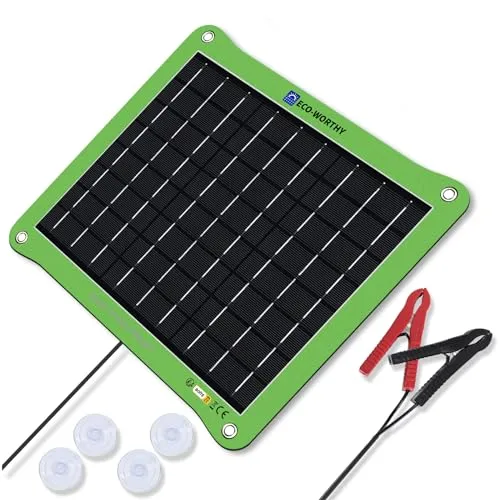 ECO-WORTHY 7.5W Solarpanel 12 V Solar Autobatterie Ladegerät, Solarladegerät für Erhaltungsladung, Tragbares Wasserdichtes Solarmodul für Auto, Boot, Motorrad, Wohnmobil, LKW Usw.