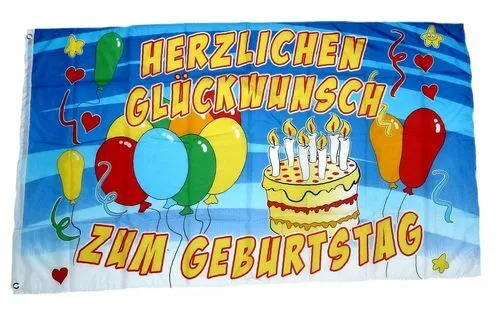 Flagge / Fahne Herzlichen Glückwunsch zum Geburtstag Hissflagge 90 x 150 cm