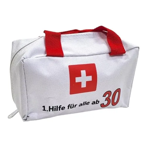 BUSDUGA 4422 Geschenk Tasche 30. Geburtstag, 19x12x8cm, Erste Hilfe Design, Verbandstasche Arzneitasche Spaßgeschenk
