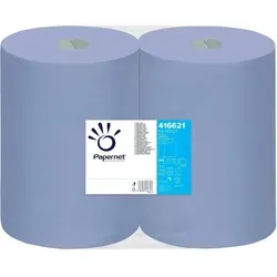 Papernet Putztuchrolle 2-lagig blau 360 m - Werkstatttücher, hochwertige gerändelte Qualität mit 1000 Abrissen pro Rolle, ideal für professionelle Anwendungen in der Industrie.