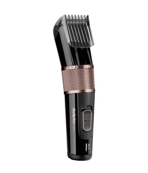 Babyliss Men's Battery-Powered Hair Trimmer - Schwarz/Roségold - Elektrischer Haarschneider mit 26 Schnittlängen von 0,5 bis 25 mm und abnehmbaren Edelstahlklingen für präzises Trimmen. Ideal für nahtlose Übergänge und bis zu 60 Minuten kabellose Nutzung.
