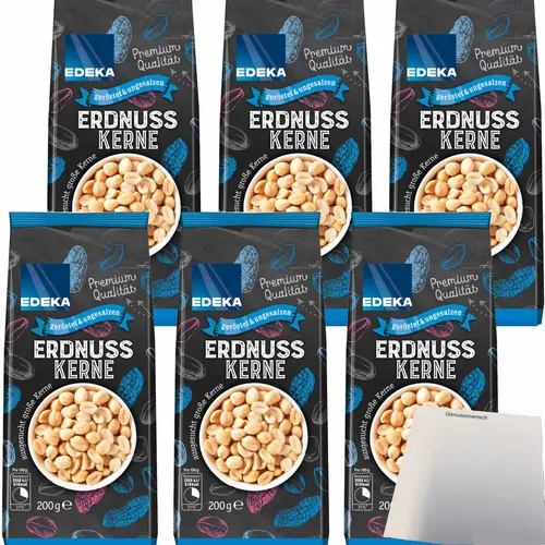 Edeka Erdnusskerne geröstet & ungesalzen 6er Pack 6x200g Packung usy Block