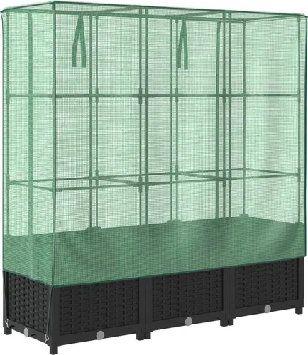vidaXL Hochbeet mit Gewächshaus-Aufsatz - Pflanzbeet mit Eisenrohr-Rahmen, schützt Pflanzen vor Kälte und Schädlingen, ideal für Garten, Terrasse und Balkon